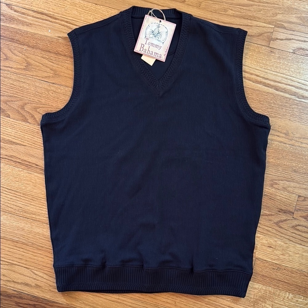 NEW NWT Tommy Bahama Black Men's M St Barts V-Neck Sweater Vest